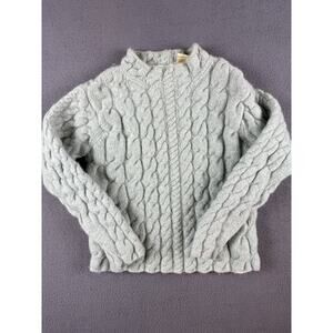 Vintage Orvis Cable Knit Fisherman Sweater 100% Wool Women's SMALL Green